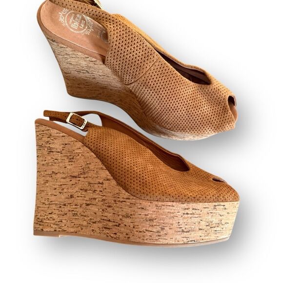 Jeffrey Campbell Grable British Tan Platform Peep Toe Heels Women's size 10 - Picture 1 of 15